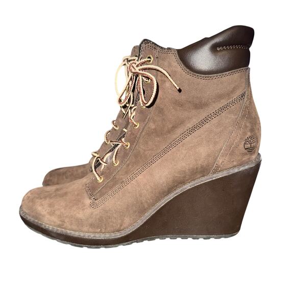 Timberland Earthkeepers Mariden Wedge Boots Women's Size 9.5 Brown Leather - Picture 1 of 9